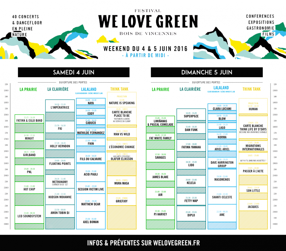 Timetable & Lineup - We Love Green Paris, France - Sodwee.com